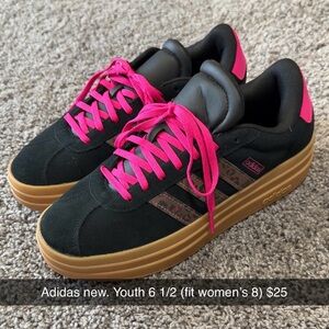 Adidas Kids Black and Pink Sneakers